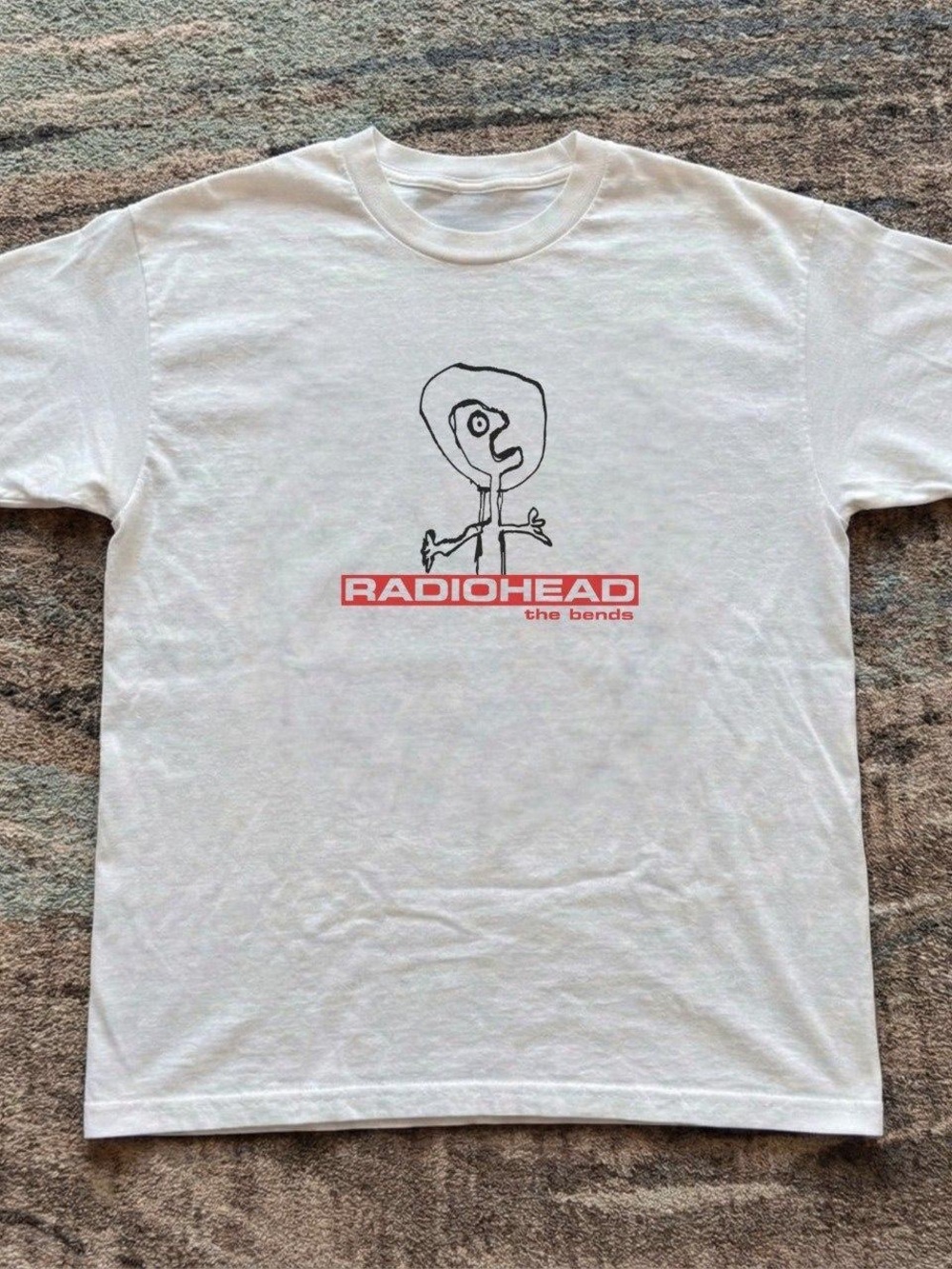 Gildan White Radiohead 'The Bends' Graphic Tee with Red Logo